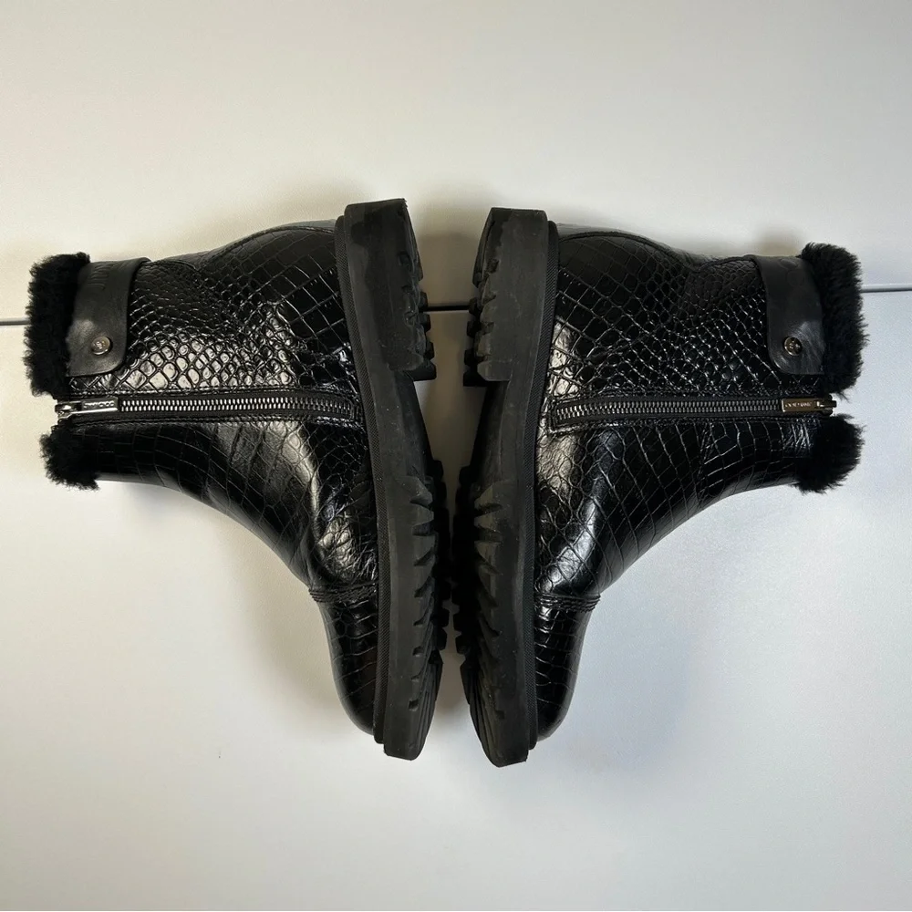 Jimmy Choo Voyager lI Heated Tech Snow Boots Black Croc-Embossed Leather